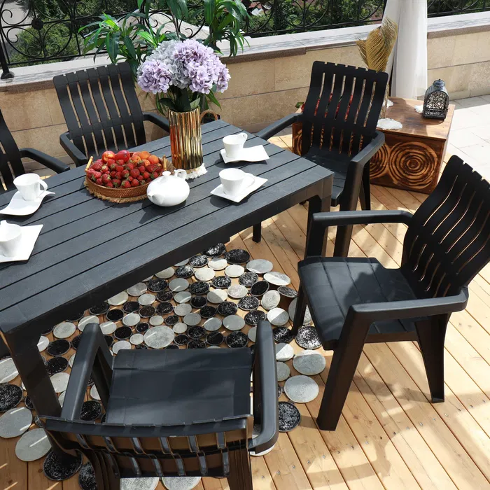 Стул садовый с подлокотниками Rattan CHICAGO из пластика